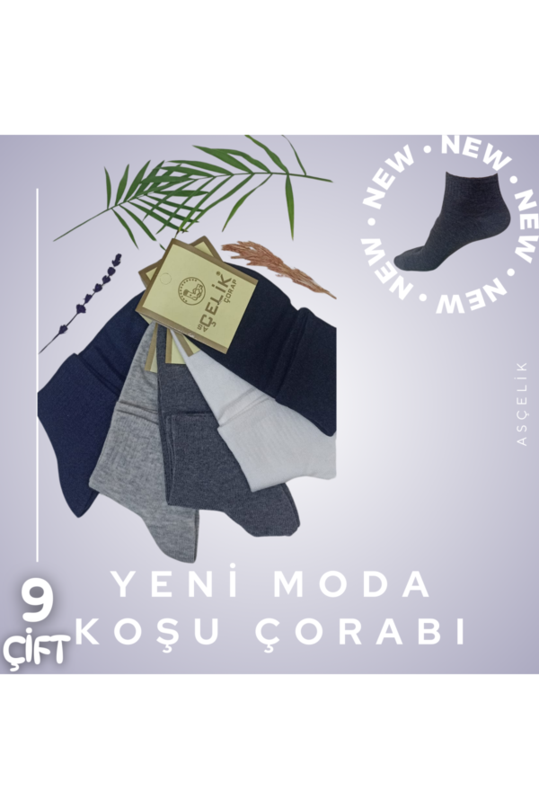 Düz Koşu Çorabı 9lu Patik Çorap