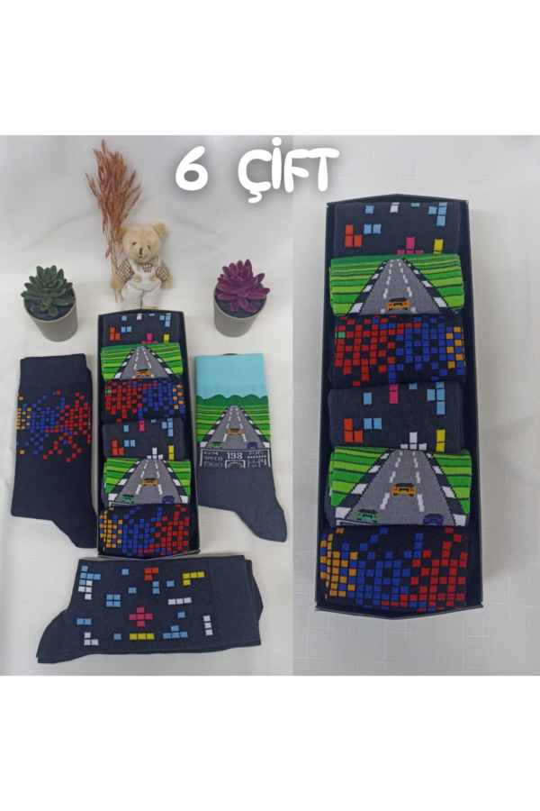 Eğlenceli Desenli Unisex Soket 6 lı 1f