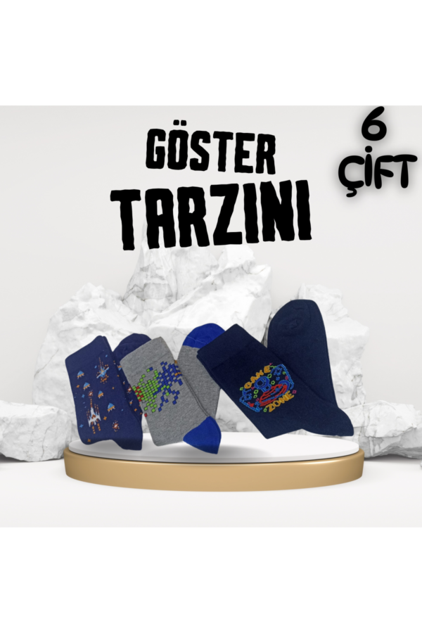 Eğlenceli Desenli Unisex Soket 6 lı 1f