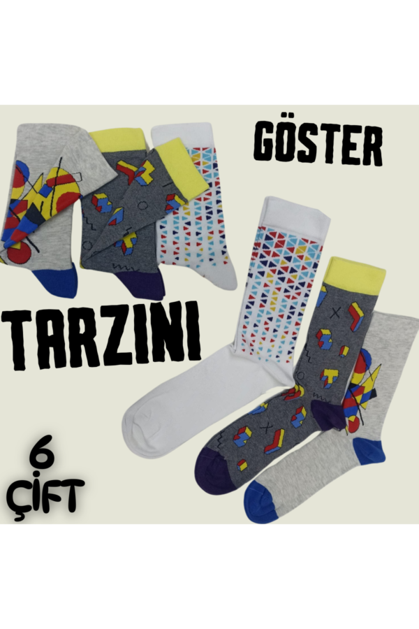 Eğlenceli Desenli Unisex Soket 6 lı 1f