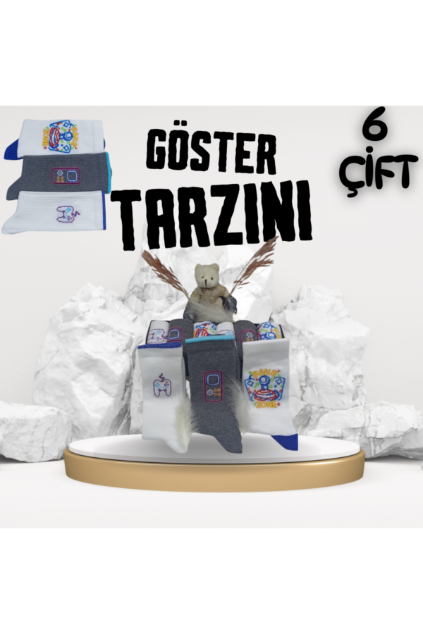 Eğlenceli Desenli Unisex Soket 6 lı 1e