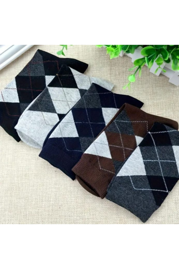 Ekose Desen Unisex Çorap 5 li